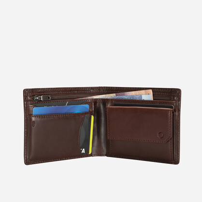 Oxford Medium Billfold Wallet With Coin, Mocha