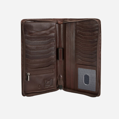 Oxford Large Zip-Around Travel And Passport Organiser, Mocha