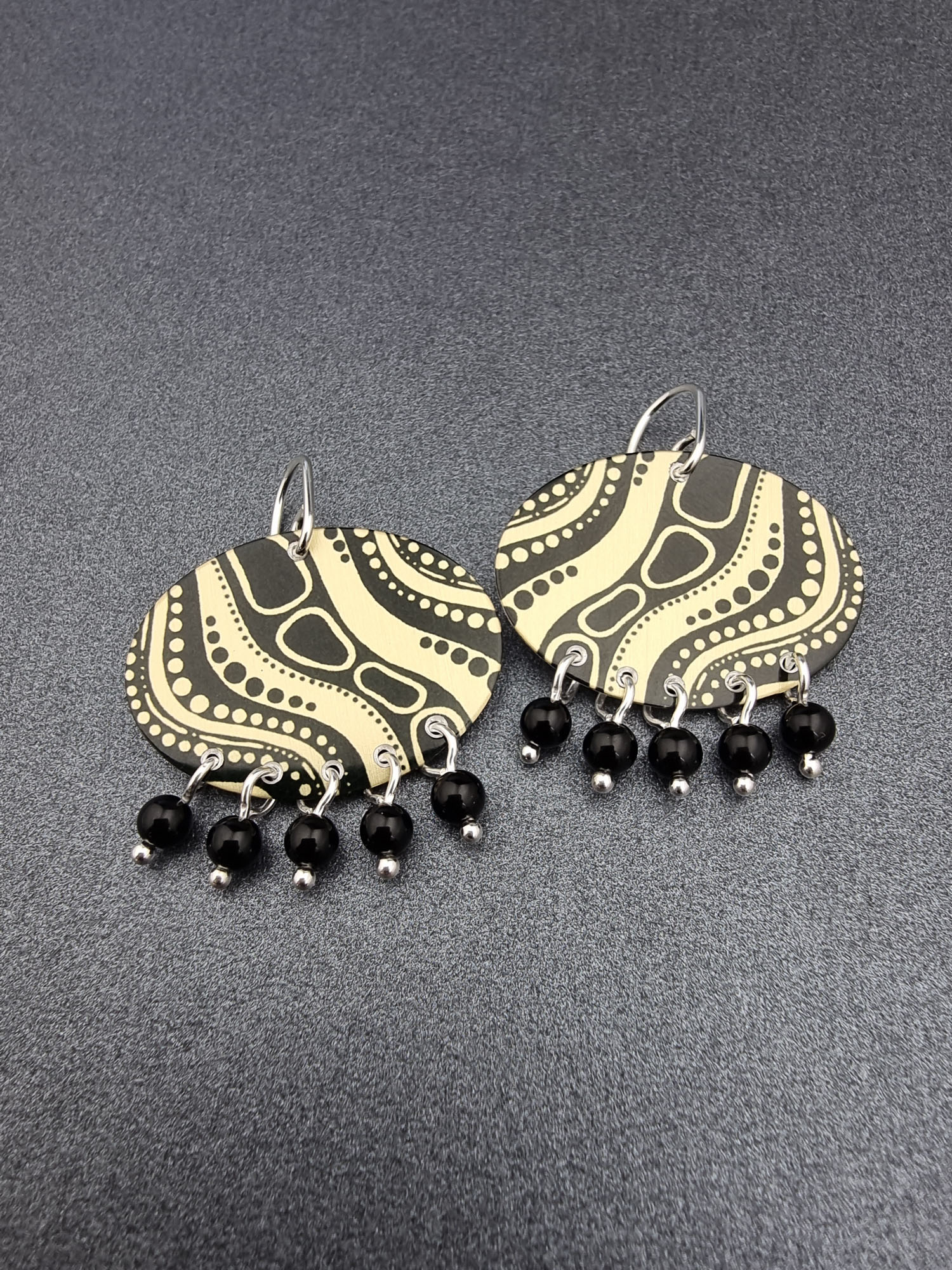 ANOTHER WATERWAY – oval onyx earrings