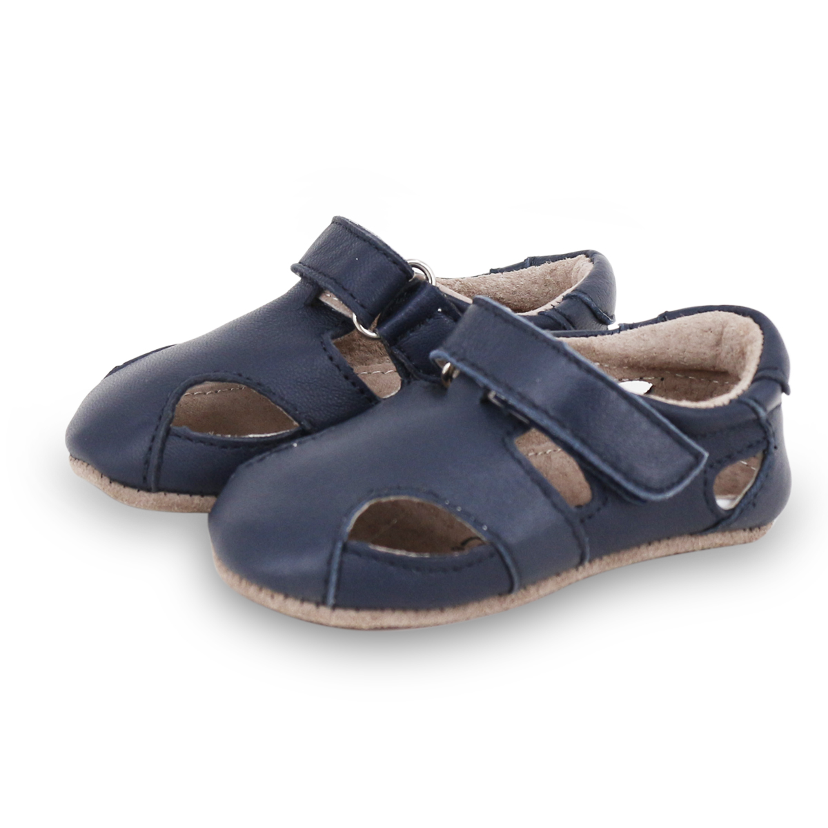 SKEANIE Leather Pre-walker Sunday Sandals in Navy