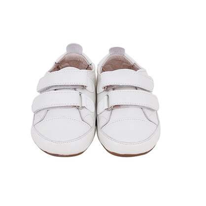 SKEANIE Tyler Trainers, White - Genuine Leather Baby & Toddler First Walker Sneakers