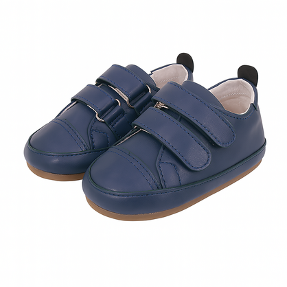 SKEANIE Tyler Trainers, Navy - Genuine Leather Baby & Toddler First Walker Sneakers