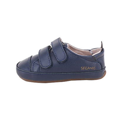 SKEANIE Tyler Trainers, Navy - Genuine Leather Baby & Toddler First Walker Sneakers