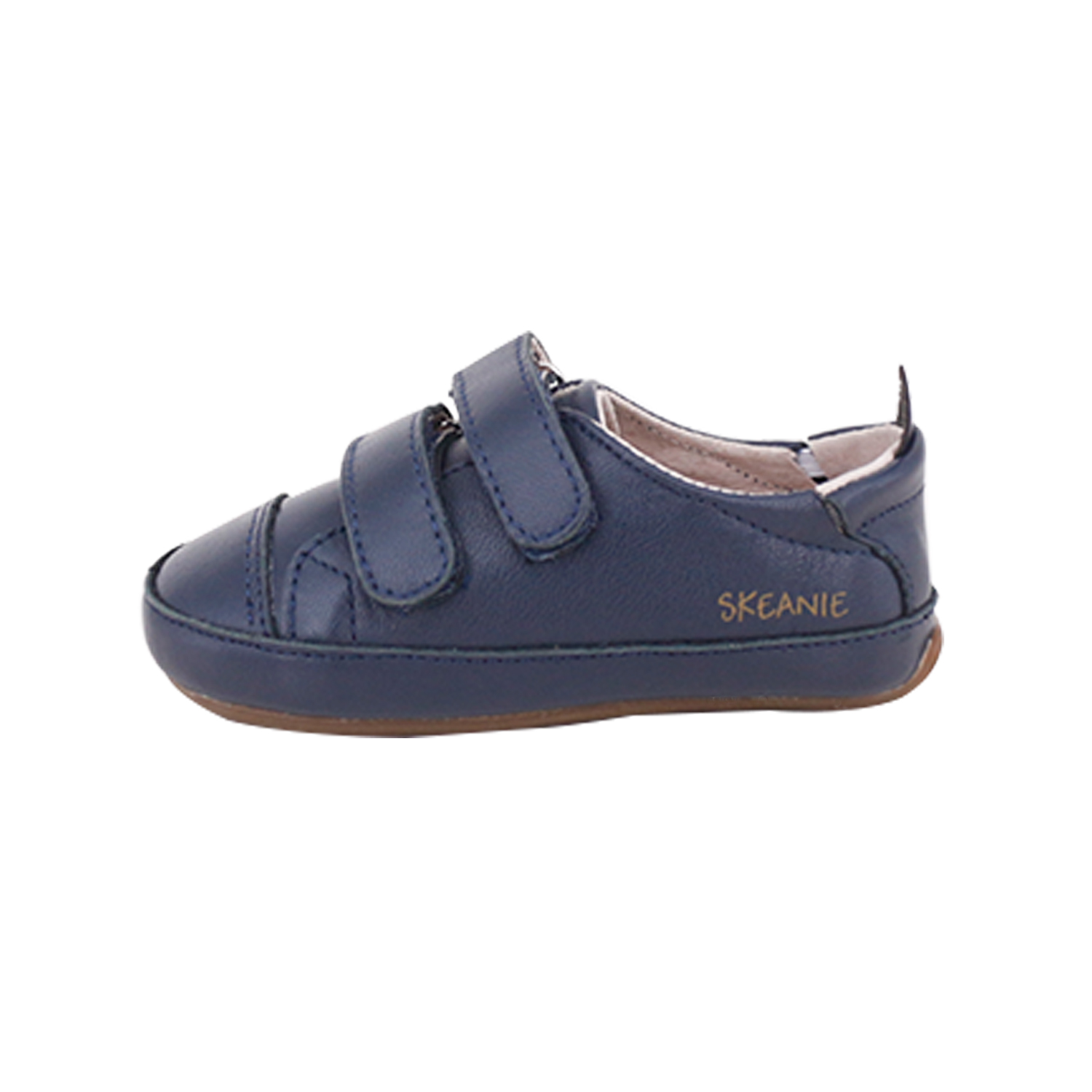 SKEANIE Tyler Trainers, Navy - Genuine Leather Baby & Toddler First Walker Sneakers