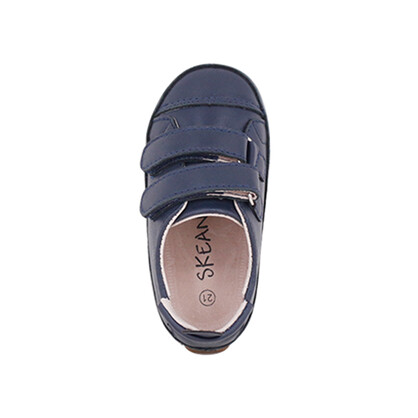 SKEANIE Tyler Trainers, Navy - Genuine Leather Baby & Toddler First Walker Sneakers