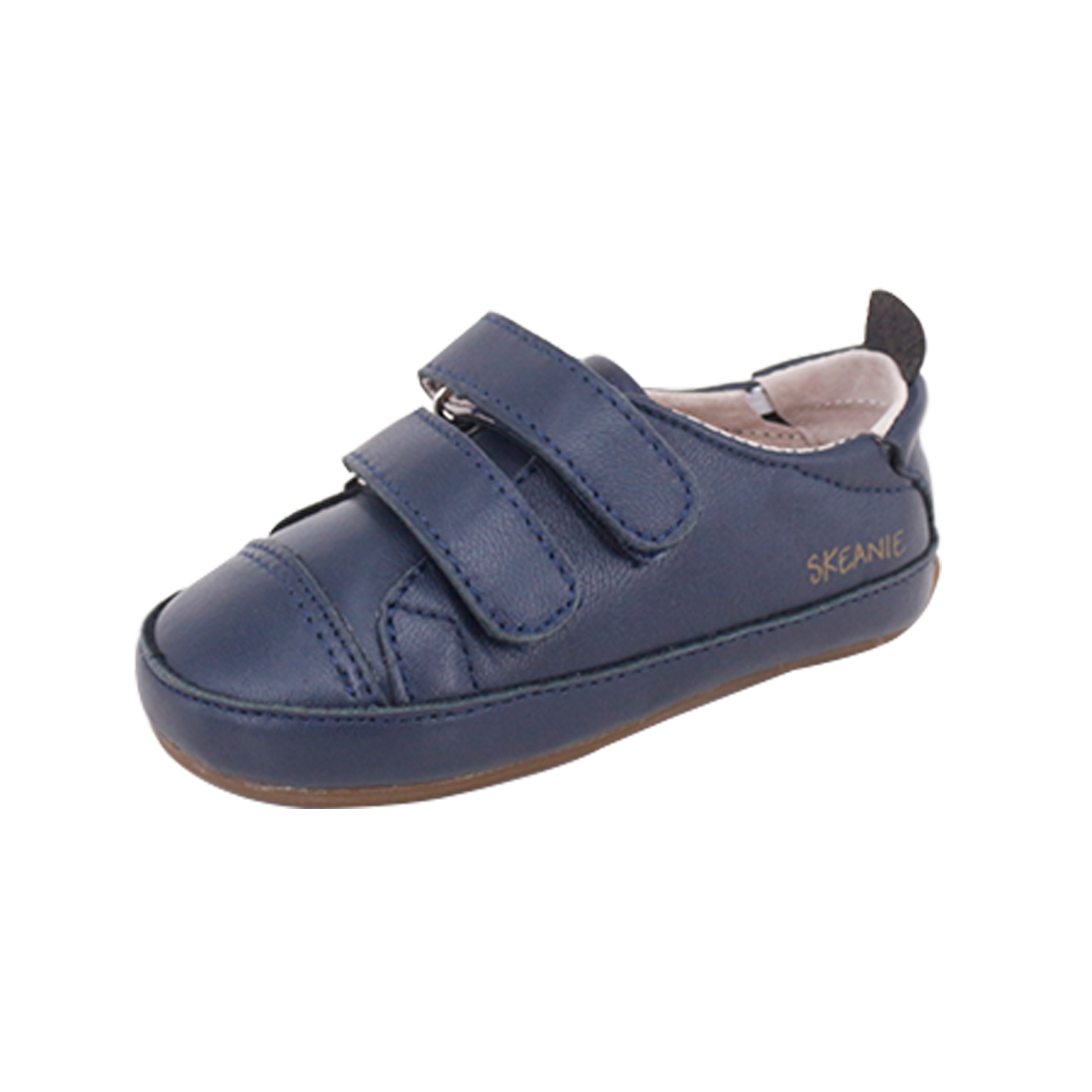 SKEANIE Tyler Trainers, Navy - Genuine Leather Baby & Toddler First Walker Sneakers