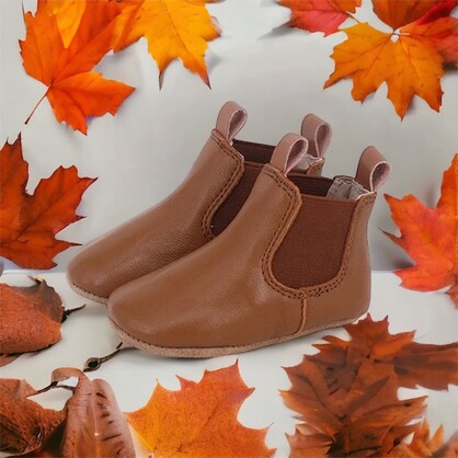SKEANIE Riding Style Baby & Toddler First/Pre Walker Boots - Genuine Leather with a Flexible Sole in Tan