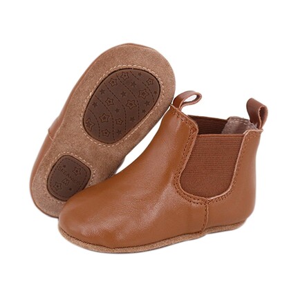 SKEANIE Riding Style Baby & Toddler First/Pre Walker Boots - Genuine Leather with a Flexible Sole in Tan