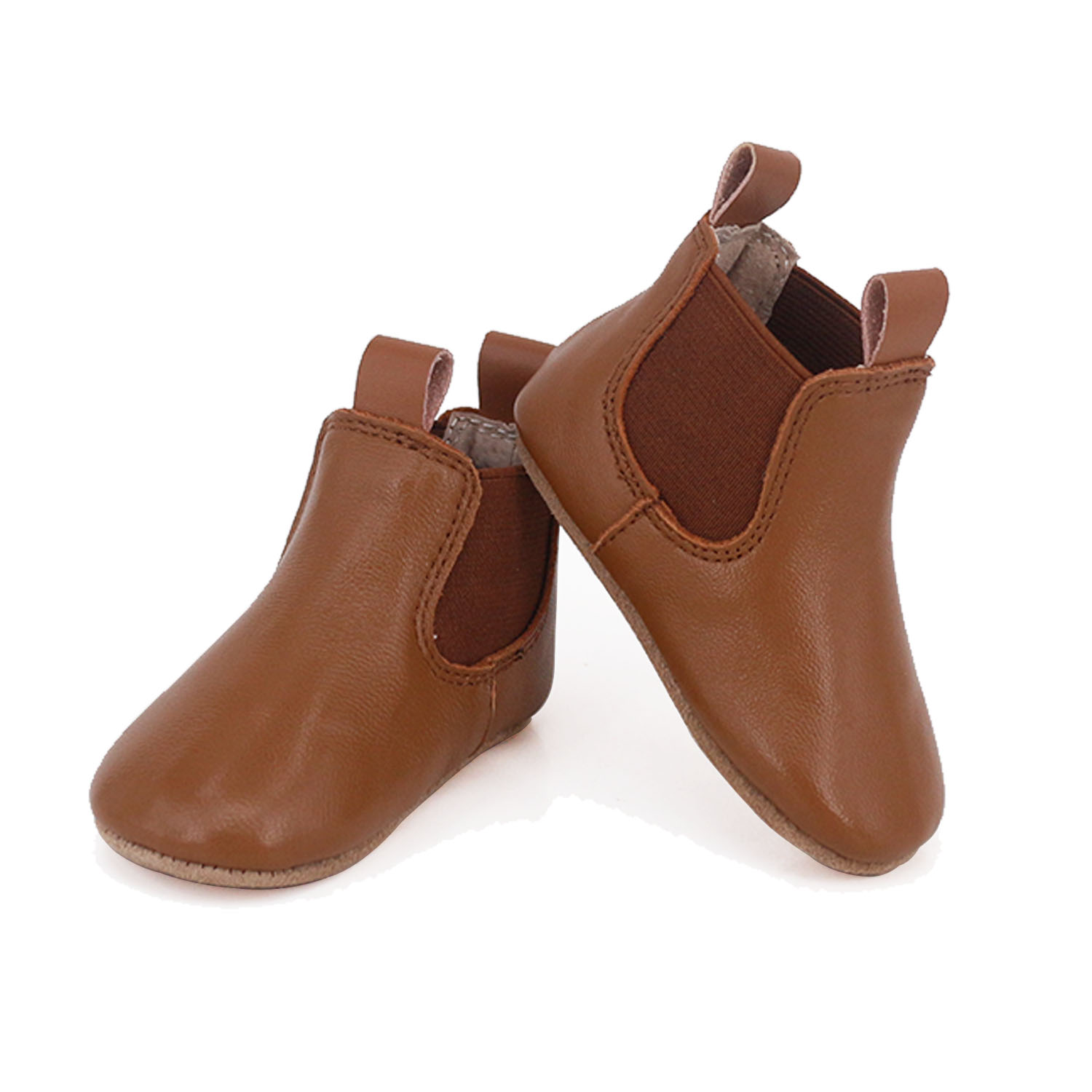 SKEANIE Riding Style Baby & Toddler First/Pre Walker Boots - Genuine Leather with a Flexible Sole in Tan