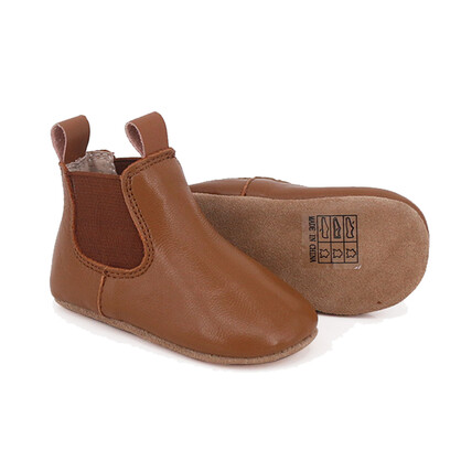 SKEANIE Riding Style Baby & Toddler First/Pre Walker Boots - Genuine Leather with a Flexible Sole in Tan