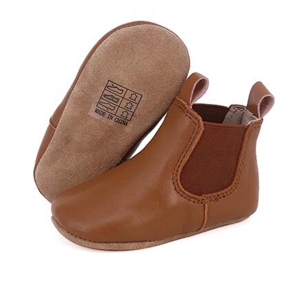 SKEANIE Riding Style Baby & Toddler First/Pre Walker Boots - Genuine Leather with a Flexible Sole in Tan