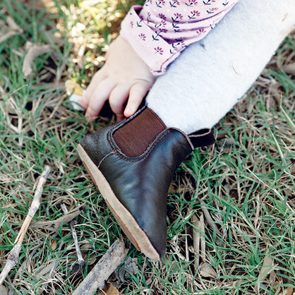 SKEANIE Riding Style Baby & Toddler First/Pre Walker Boots - Genuine Leather with a Flexible Sole in Chocolate