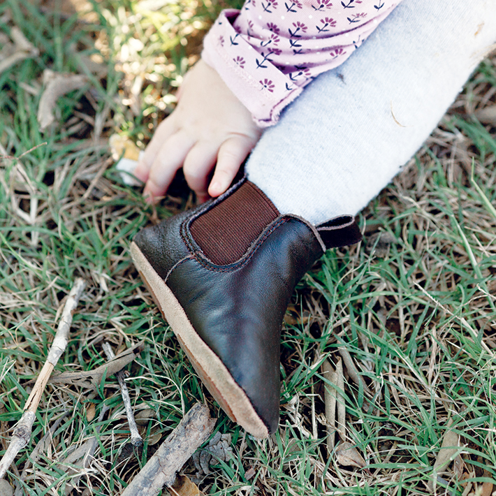 SKEANIE Riding Style Baby & Toddler First/Pre Walker Boots - Genuine Leather with a Flexible Sole in Chocolate