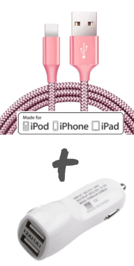 CAB39 2 POINT CAR CHARGER & 1 M IPHONE CABLE