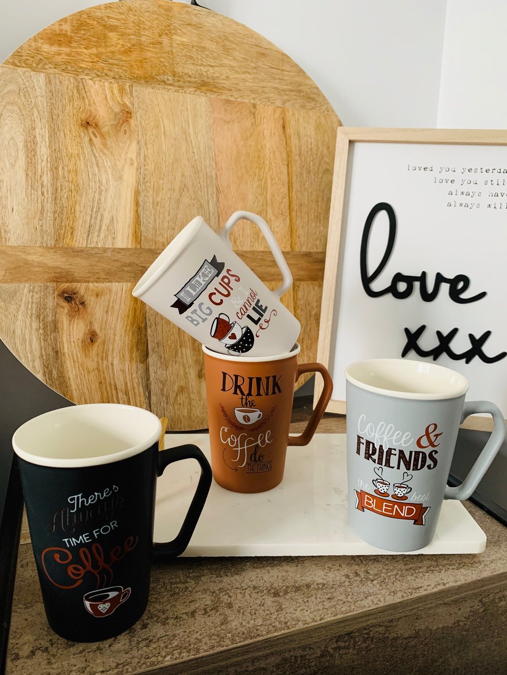 Coffee Lover's Large Size Set of 4 Mugs 420ml.