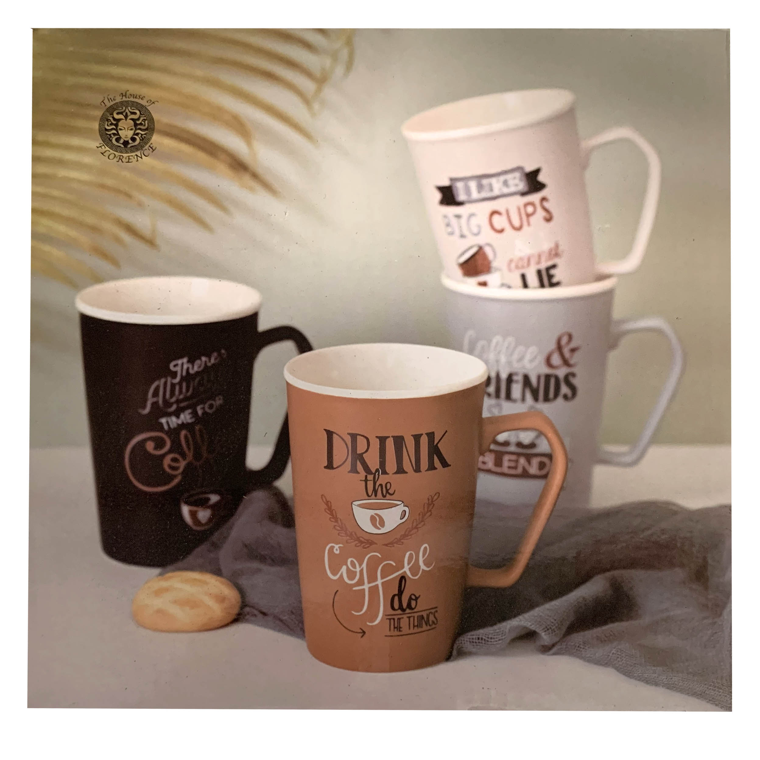 Coffee Lover's Large Size Set of 4 Mugs 420ml.