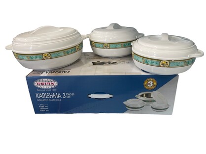 Karishma Royal Three-Piece Insulated Food Warmer Set (1.2L, 1.6L & 2.5L)