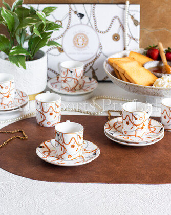 Valentina Designer Inspired 12-Piece Espresso Cup & Saucer with Gift Box