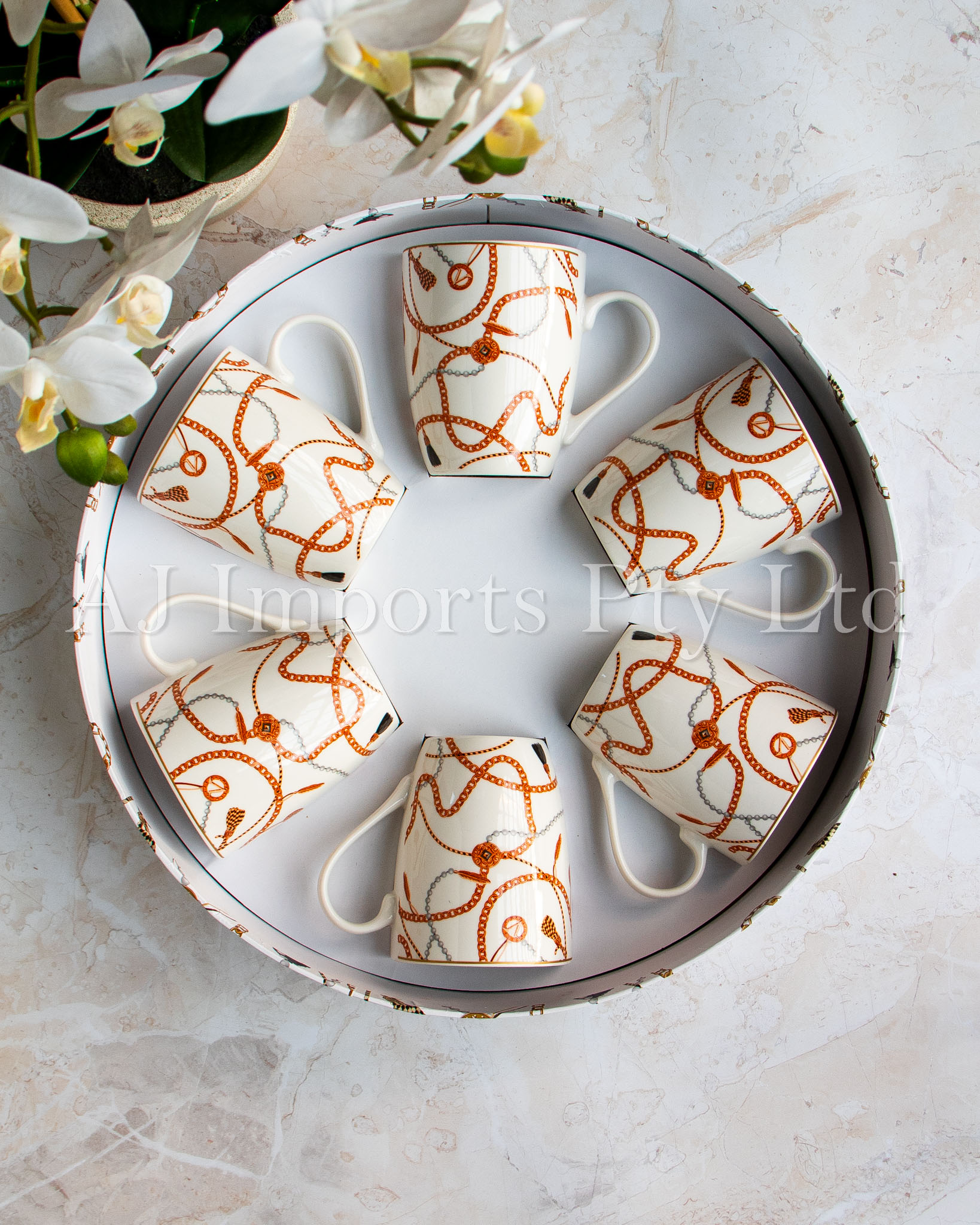 Valentina Designer Inspired 6-Piece Mug Set with Gift Box