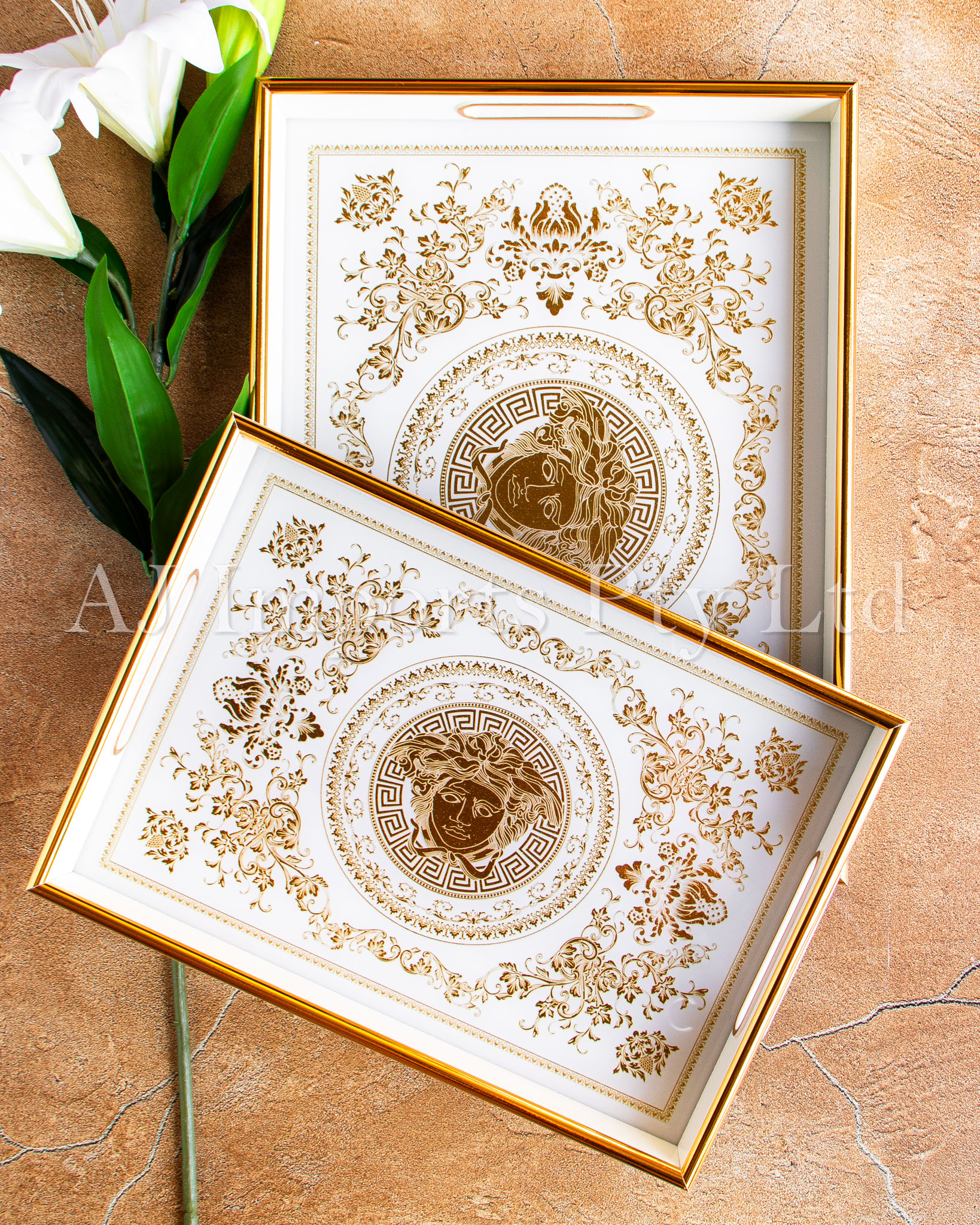 Athena Home Décor Set – 2 Rectangular Trays