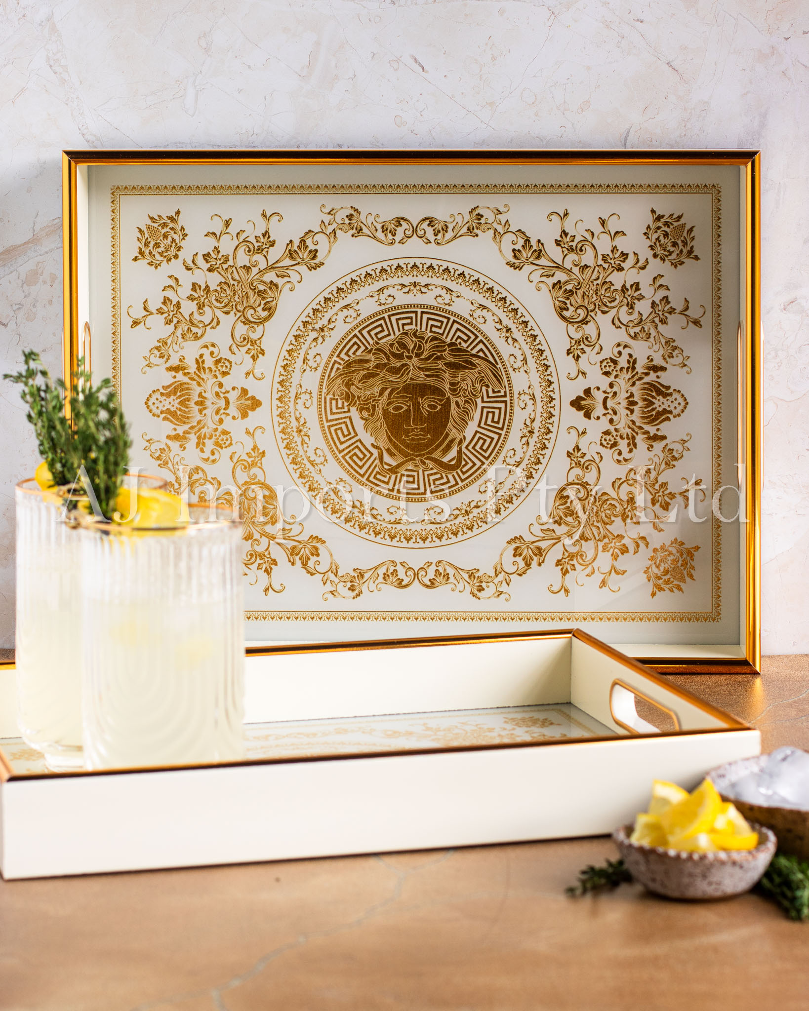 Athena Home Décor Set – 2 Rectangular Trays
