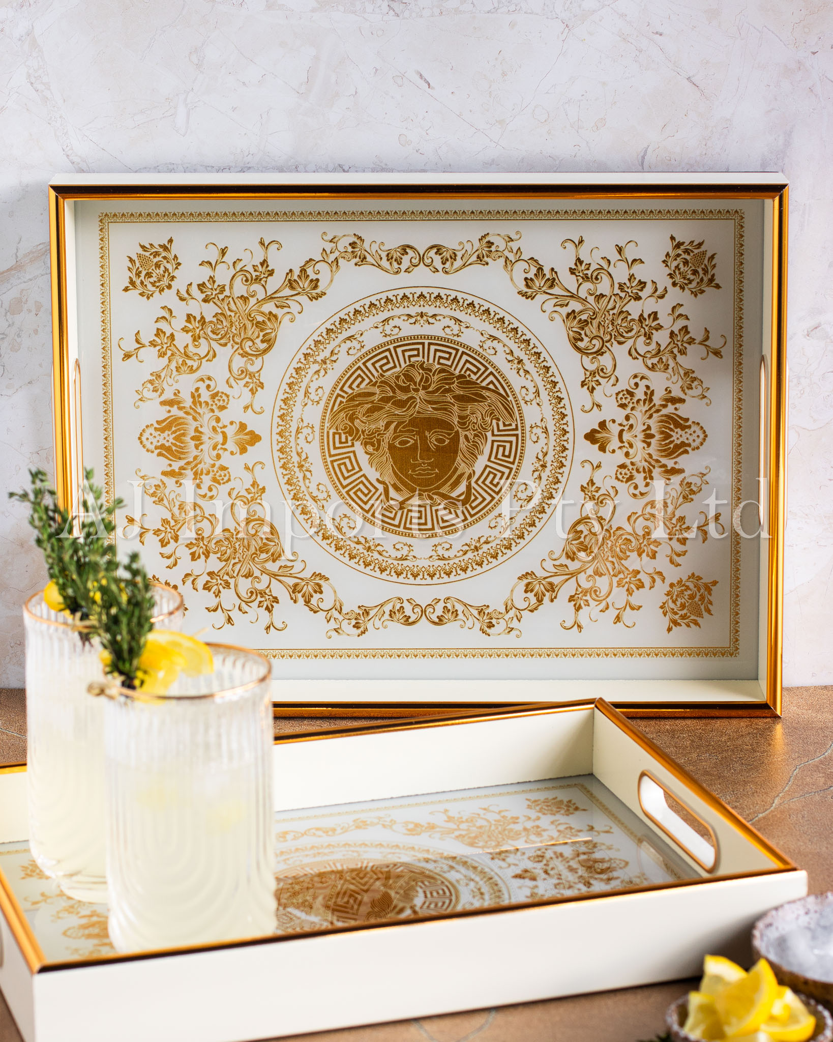 Athena Home Décor Set – 2 Rectangular Trays