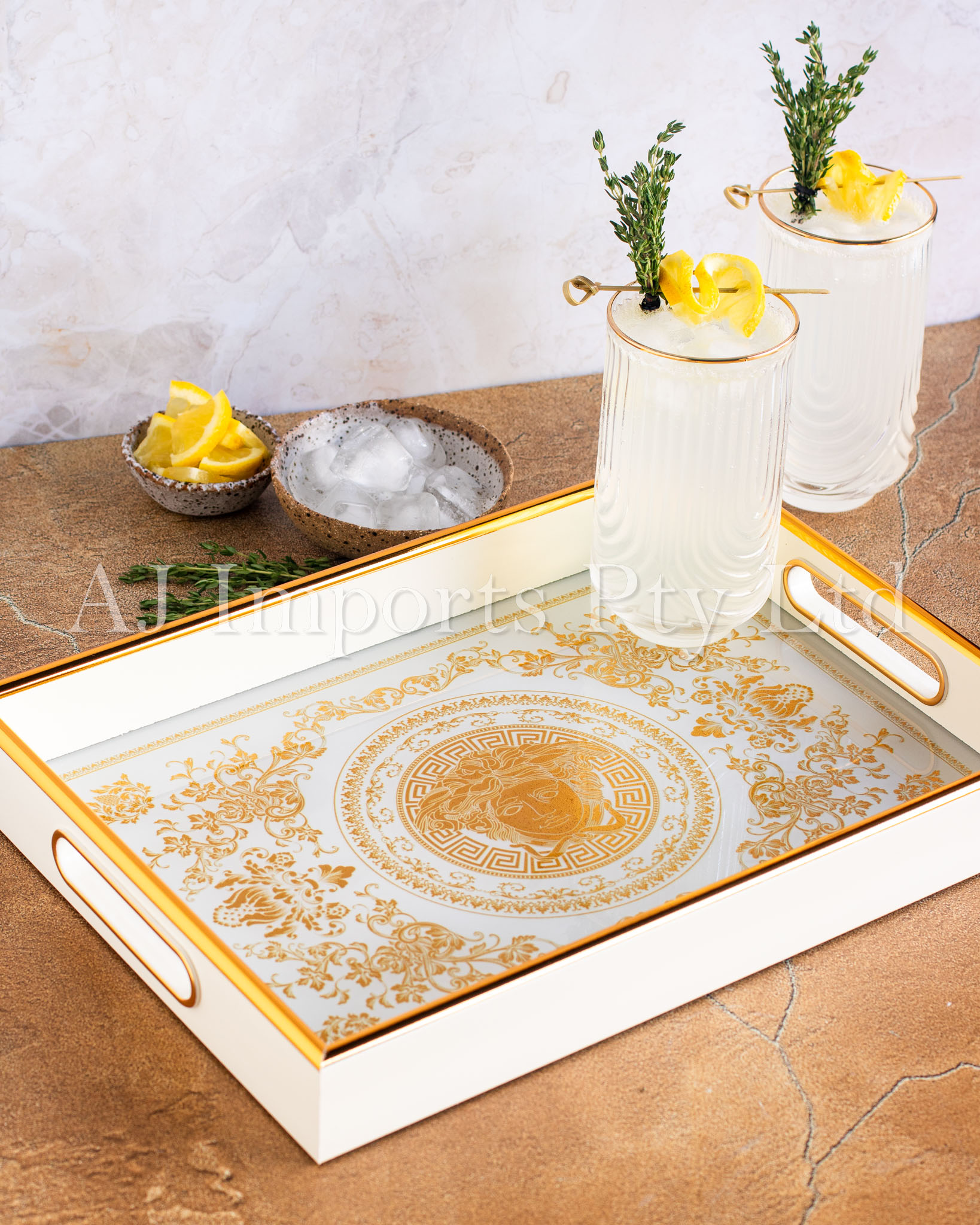 Athena Home Décor Set – 2 Rectangular Trays