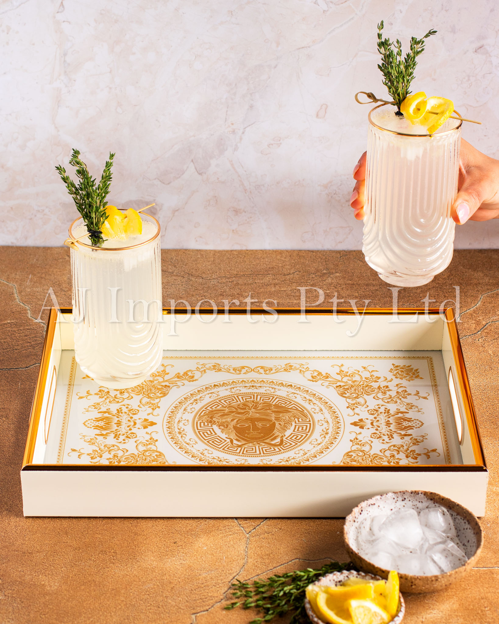 Athena Home Décor Set – 2 Rectangular Trays