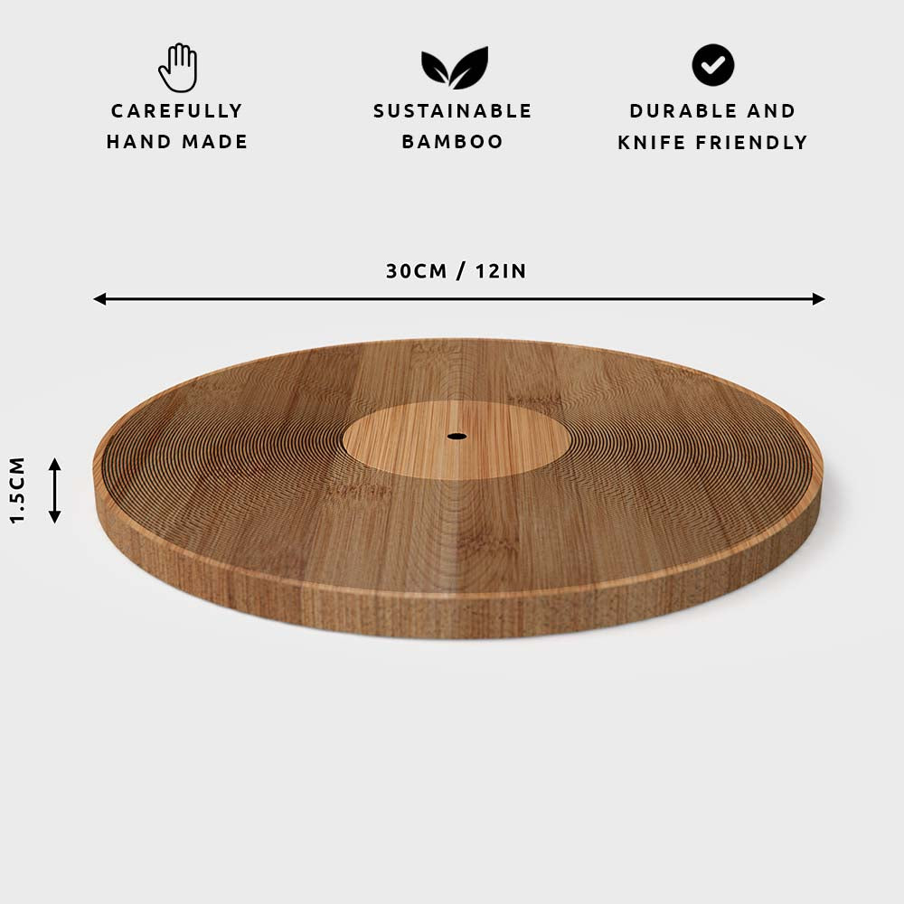 PIKKII - 12 Inch Record Bamboo Chopping Board