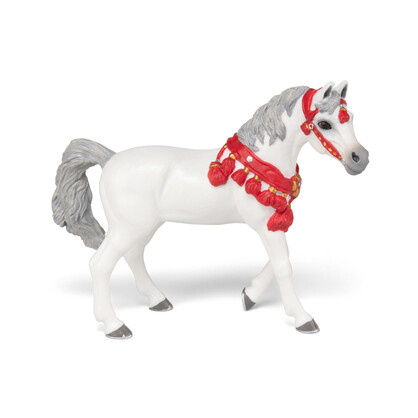 Papo - White Arabian horse in parade dress Figurine