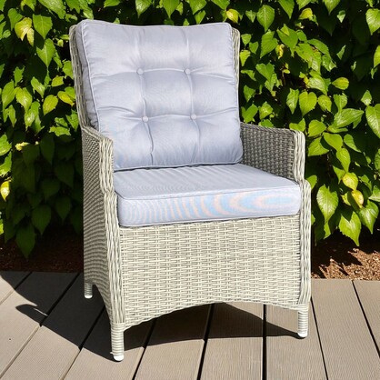 Alphington 5-Seater Outdoor Lounge & Dining Set – Aluminium Frame, Wicker, Blue Cushions