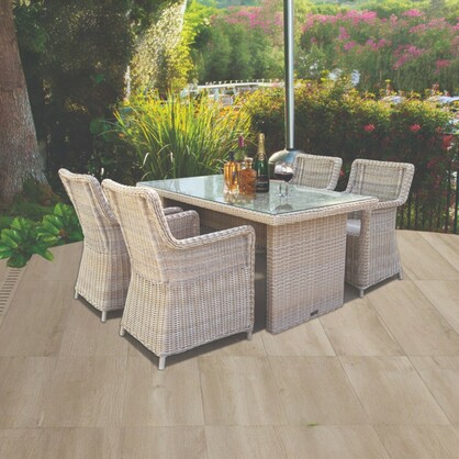 Ashburton 5‑Piece Outdoor Wicker Dining Set – Aluminium Frame, 160 cm Table