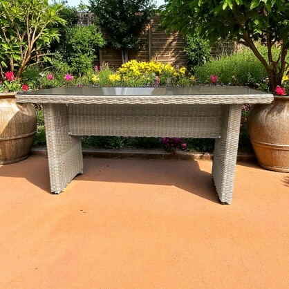 Ashburton 5‑Piece Outdoor Wicker Dining Set – Aluminium Frame, 160 cm Table