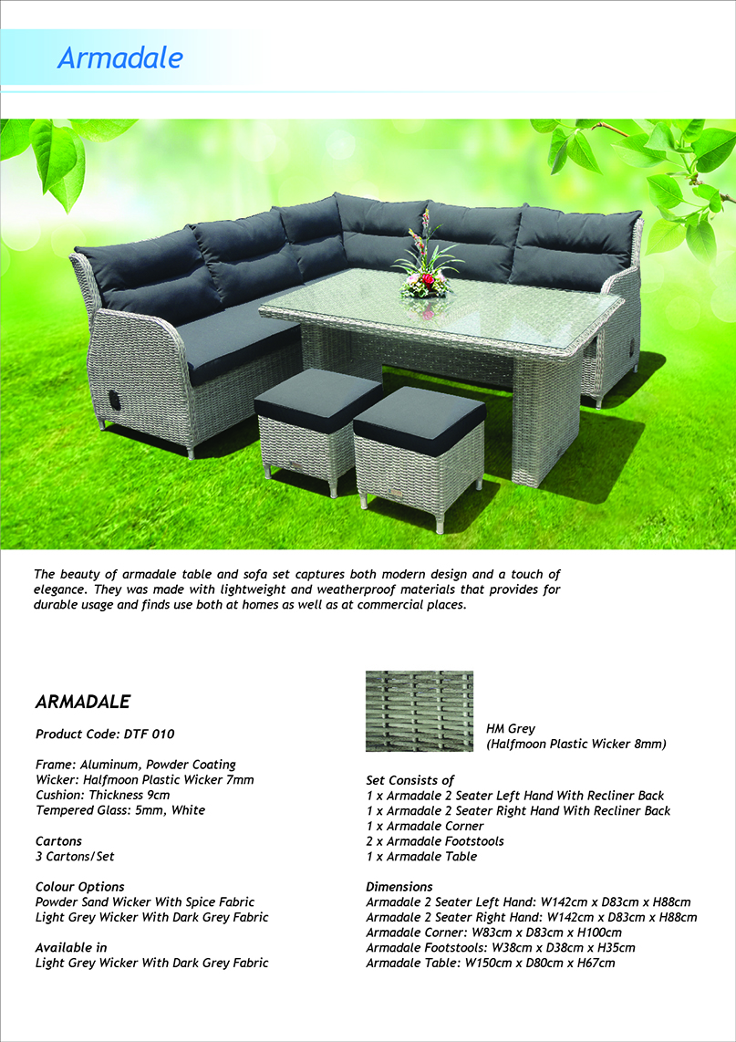 Armadale 7‑Seater Outdoor Reclining Lounge & Dining Set – Aluminium & Wicker