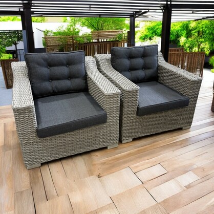 Beaumaris 5-Seater Outdoor Wicker Coffee Lounge Set – Tempered Glass, Aluminium Frame