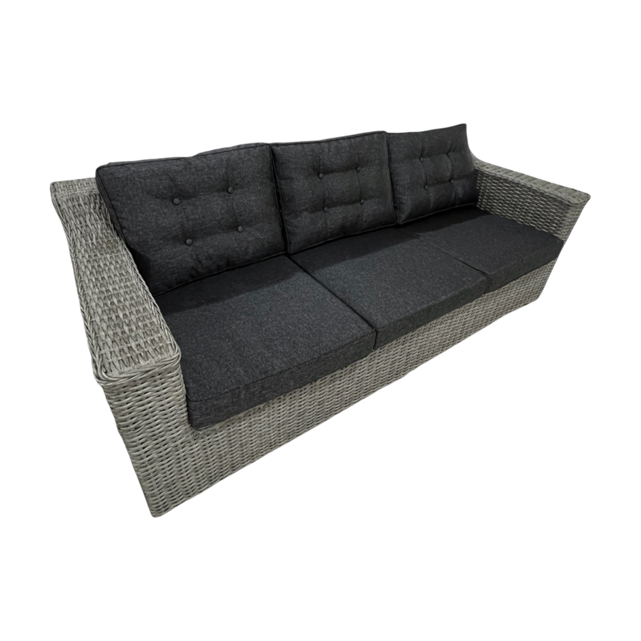 Beaumaris 5-Seater Outdoor Wicker Coffee Lounge Set – Tempered Glass, Aluminium Frame