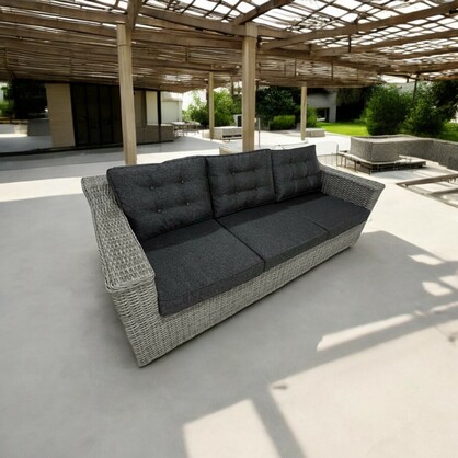 Beaumaris 5-Seater Outdoor Wicker Coffee Lounge Set – Tempered Glass, Aluminium Frame