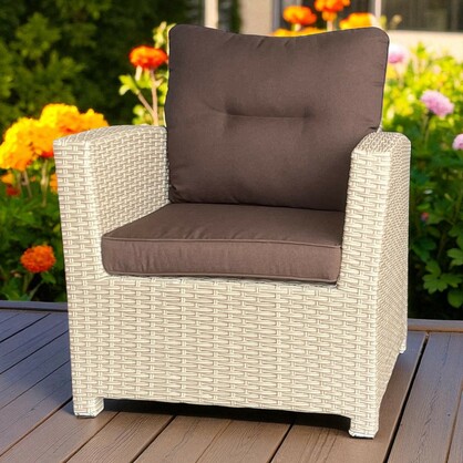 Camberwell Outdoor Wicker Lounge Sofa, Chairs & Ottoman Set – Durable Aluminium Frame