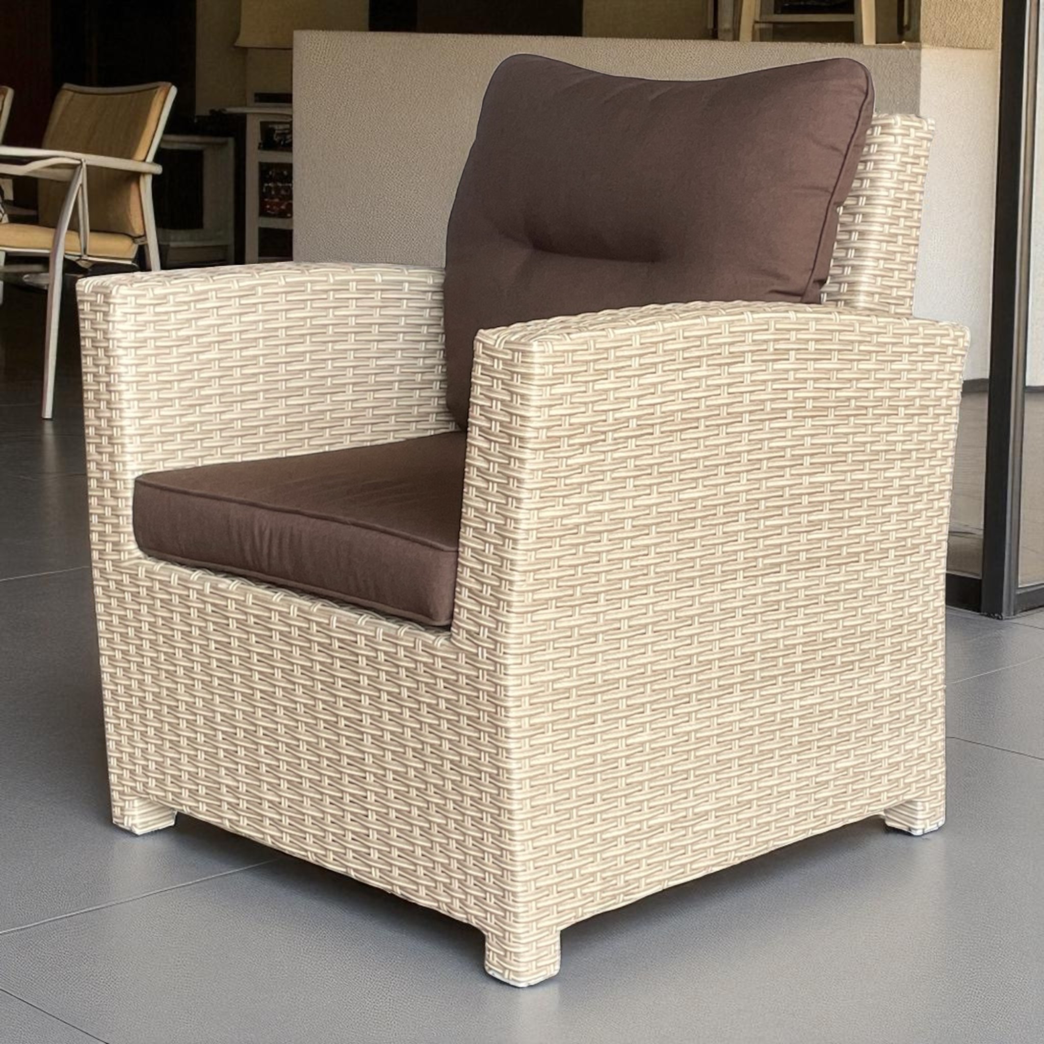 Camberwell Outdoor Wicker Lounge Sofa, Chairs & Ottoman Set – Durable Aluminium Frame