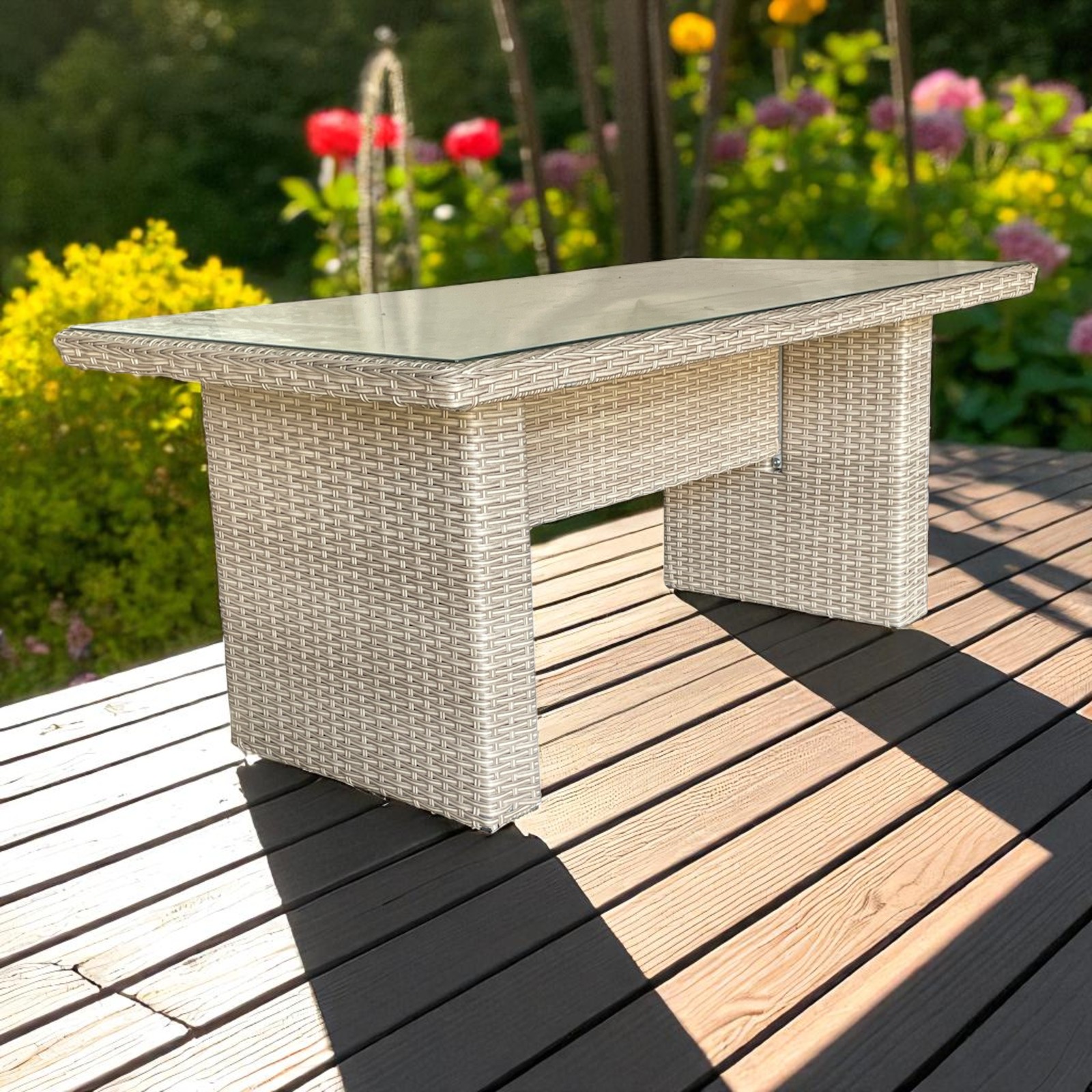 Camberwell Outdoor Wicker Lounge Sofa, Chairs & Ottoman Set – Durable Aluminium Frame