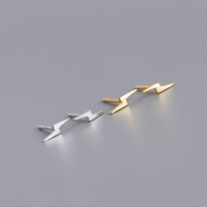 Sterling Silver Lighting Bolt Stud Gold