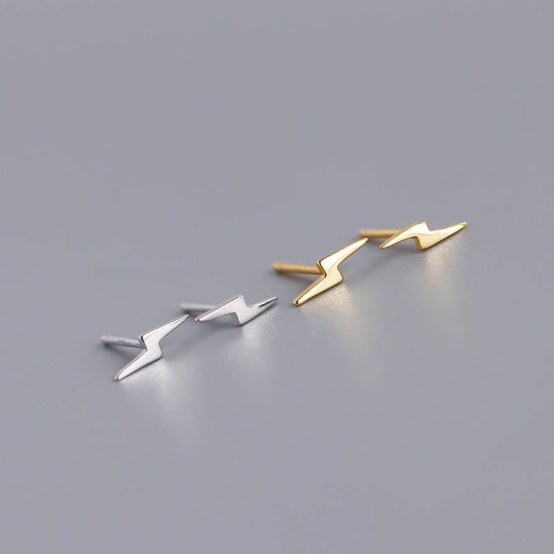 Sterling Silver Lighting Bolt Stud Gold