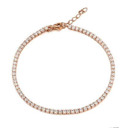 Sterling Silver Tennis CZ Bracelet Rose Gold