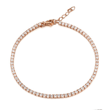 Sterling Silver Tennis CZ Bracelet Rose Gold