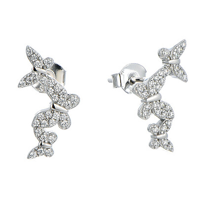 Triple Butterfly Earring Silver