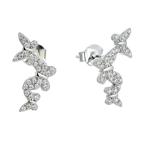 Triple Butterfly Earring Silver