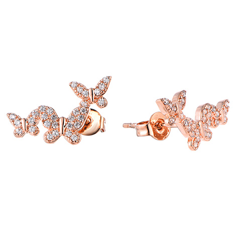 Triple Butterfly Earring Rose Gold