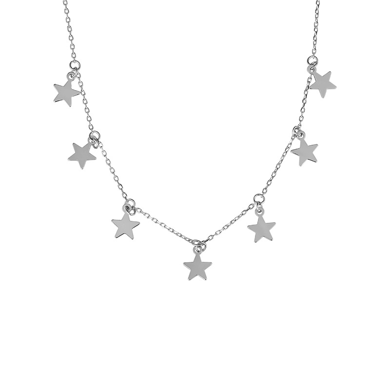 Sterling Silver Multi Star Necklace