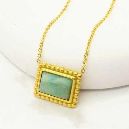 Stainless Steel Necklace-Amazonite