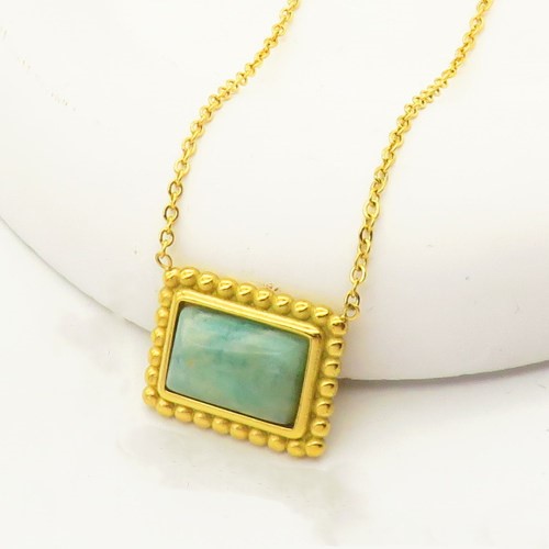 Stainless Steel Necklace-Amazonite